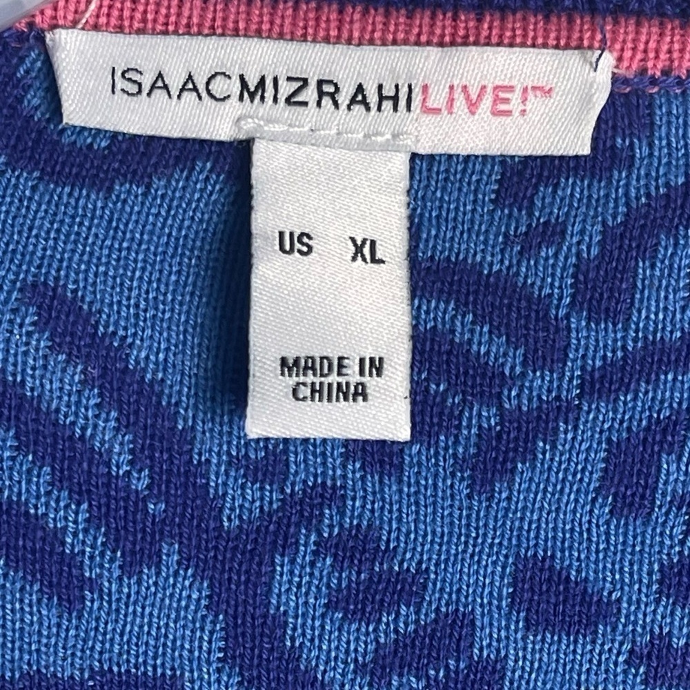 Isaac Mizrahi Blue Paisley Double Knit Jacquard Cardigan Size XL - Picture 5 of 7